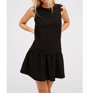 Free People Wren Mini Dress Drop Waist Deep V-Neck